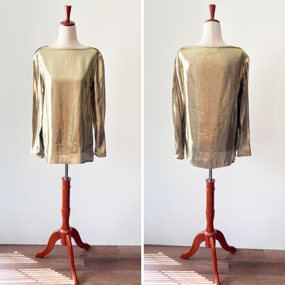 Vintage Anne Crimmins Gold Metallic Long Sleeve Small